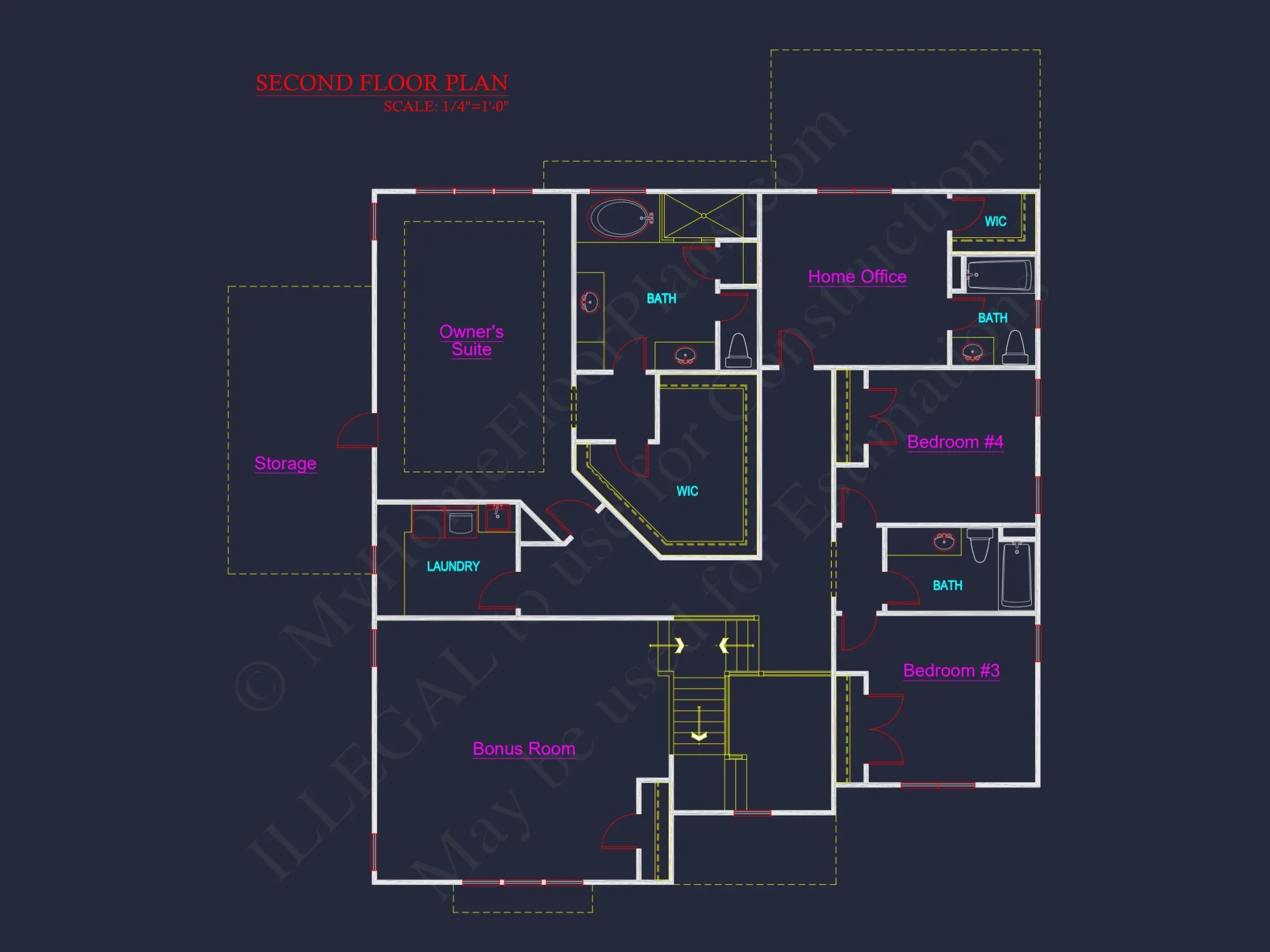 Traditional 4-Bed Colonial house Floor Plan & Blueprint
