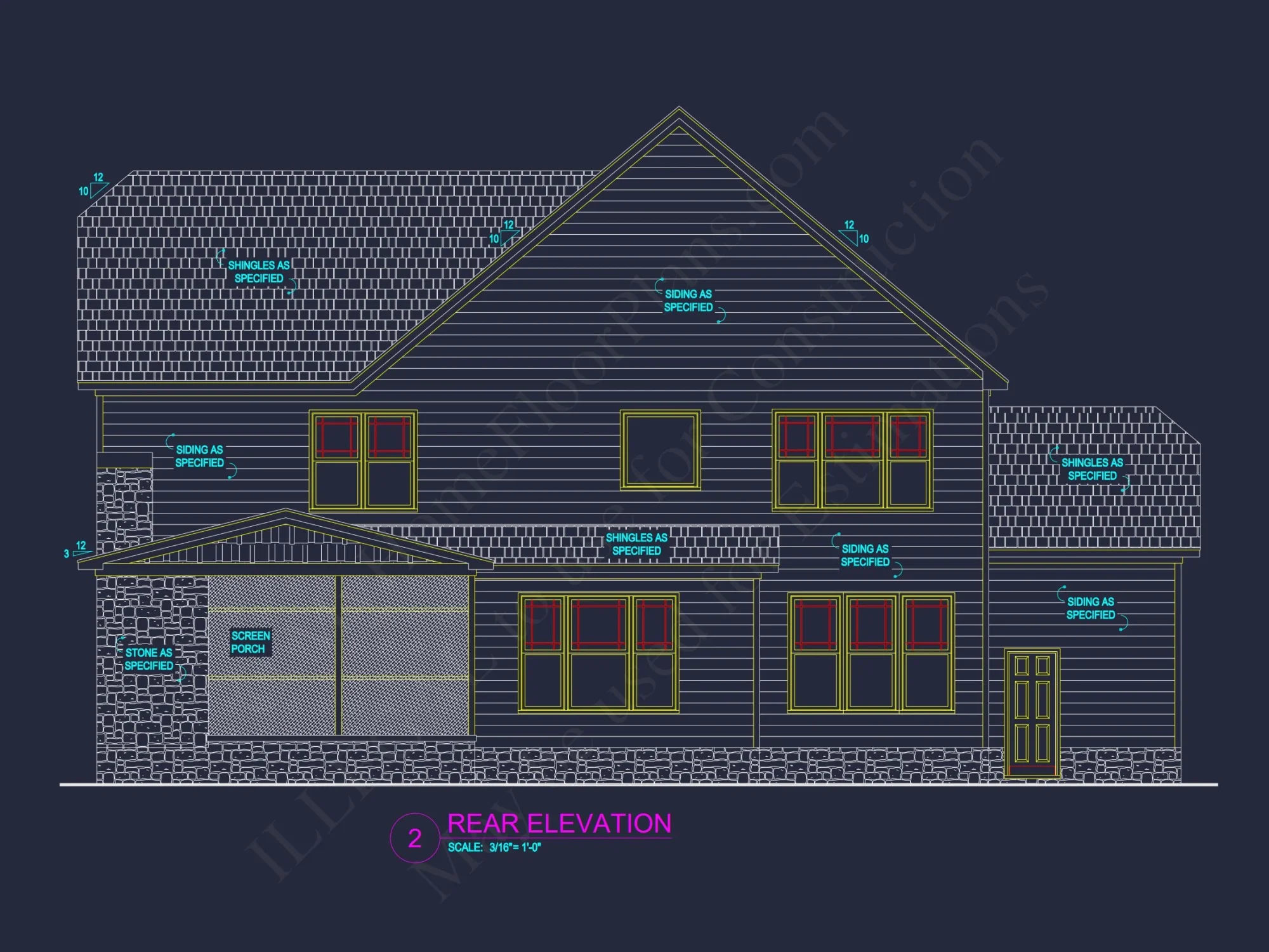 Traditional 4-Bed Colonial house Floor Plan & Blueprint