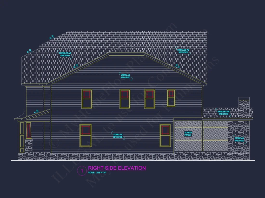 Traditional 4-Bed Colonial house Floor Plan & Blueprint