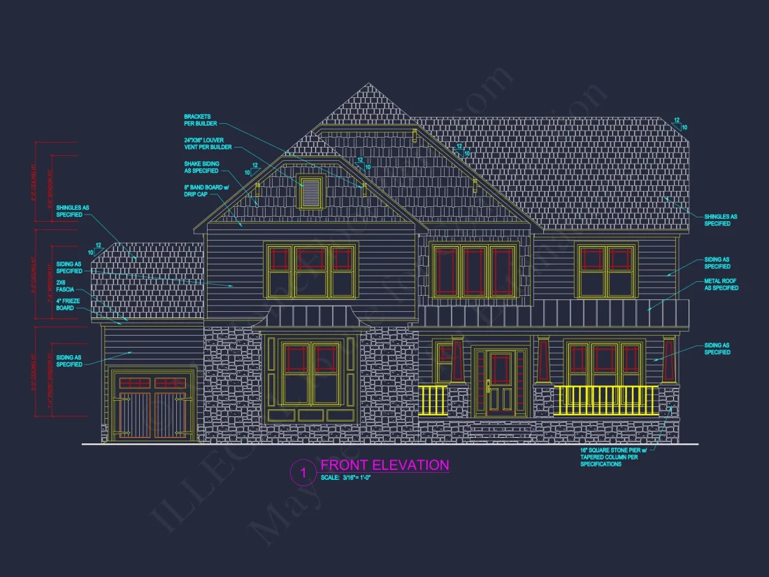 Traditional 4-Bed Colonial house Floor Plan & Blueprint
