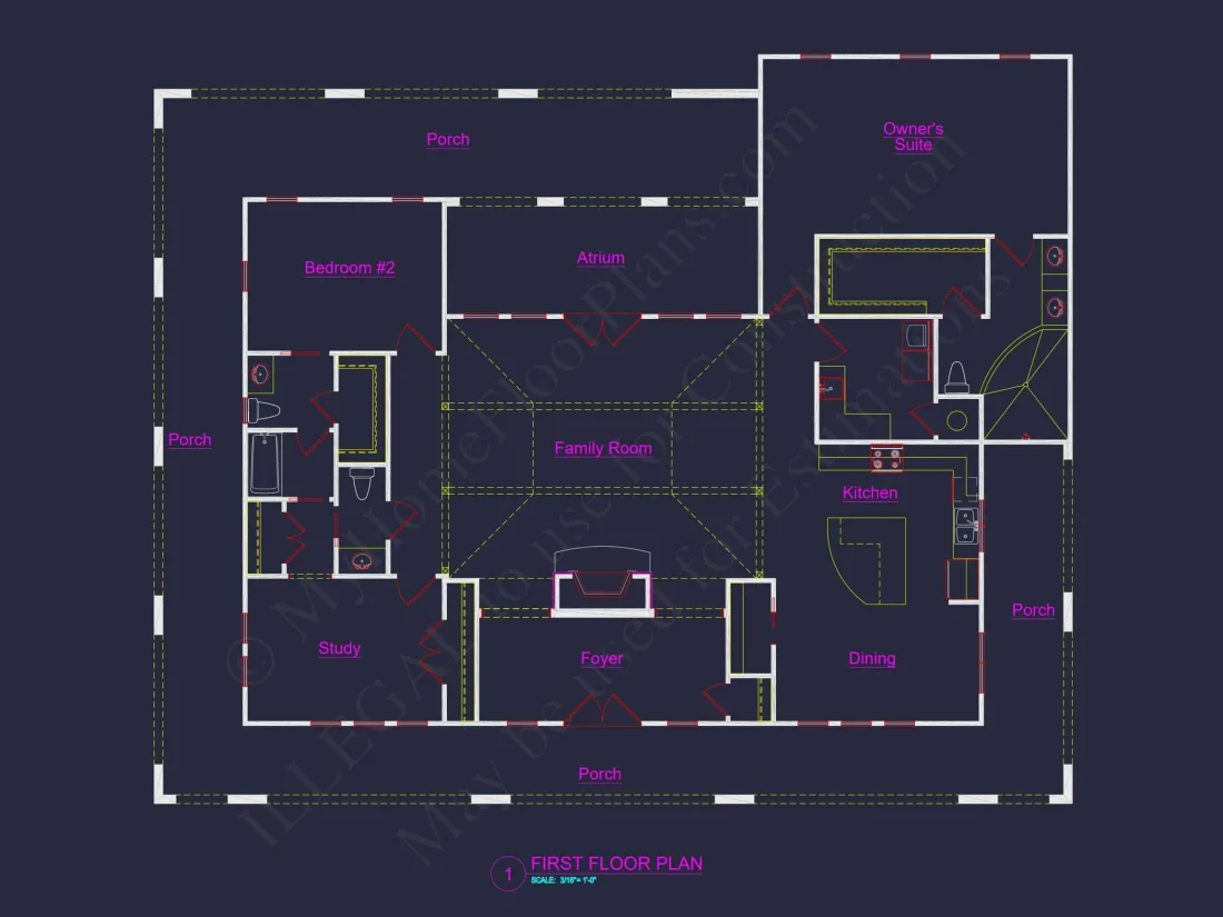 European house Floor Plan: 2 Bed, 2498 Sq Ft Blueprint