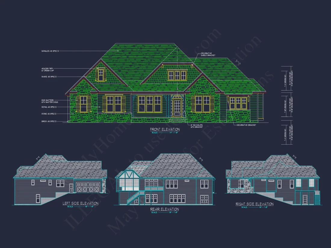 Stunning house Plan Blueprint with Floor Designs and CAD