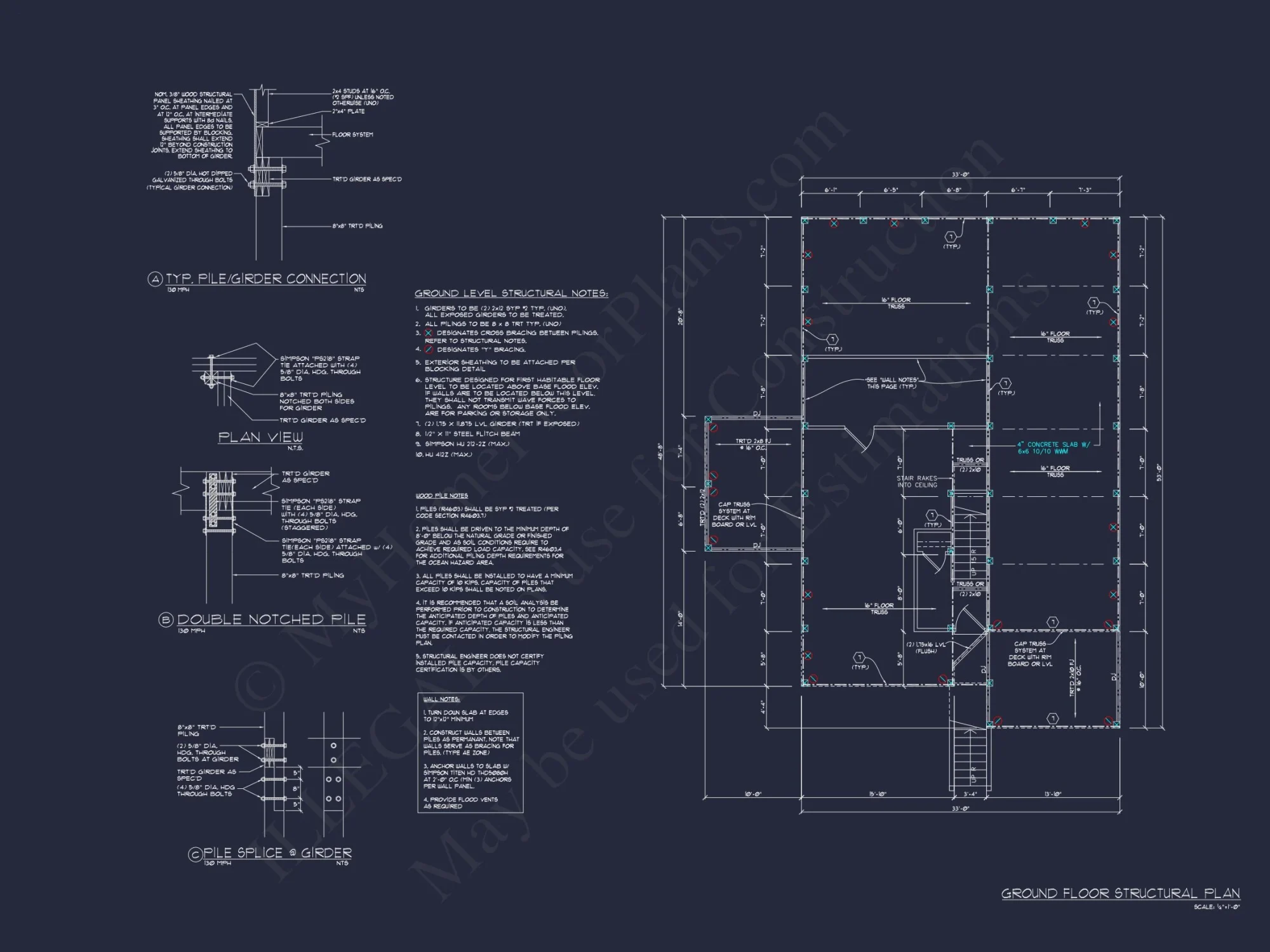 Coastal 2.5-Story house Plan: 4 Bed, 3 Bath, Open Floor