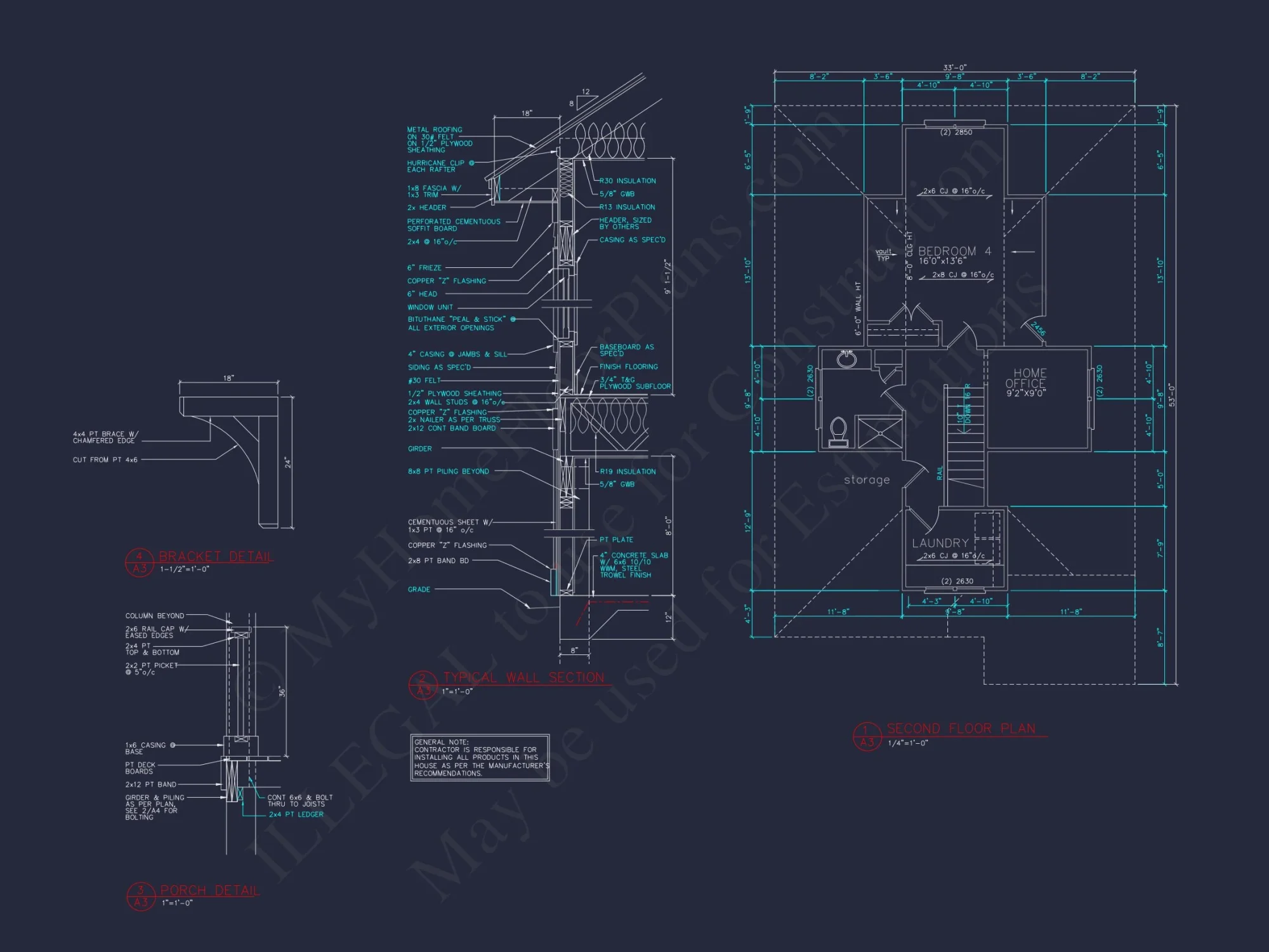 Coastal 2.5-Story house Plan: 4 Bed, 3 Bath, Open Floor
