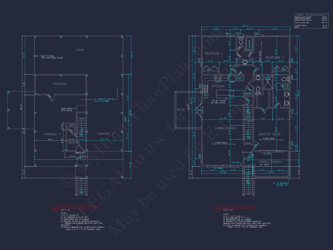 Coastal 2.5-Story house Plan: 4 Bed, 3 Bath, Open Floor