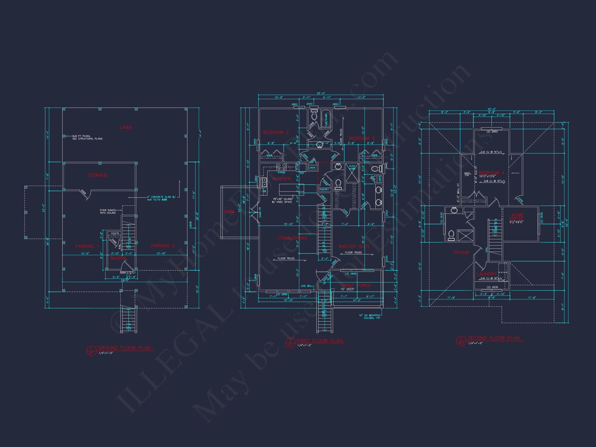 14-1463 HOUSE PLAN - Modern Farmhouse Coastal Plan - 3-Bed, 2.5-Bath, 1880 SF 4 Coastal 2.5-Story house Plan: 4 Bed, 3 Bath, Open Floor