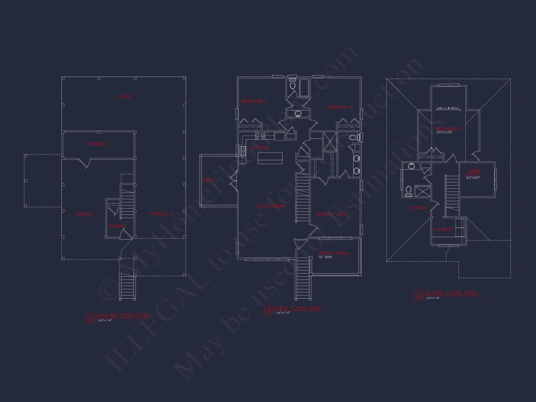 Coastal 2.5-Story house Plan: 4 Bed, 3 Bath, Open Floor