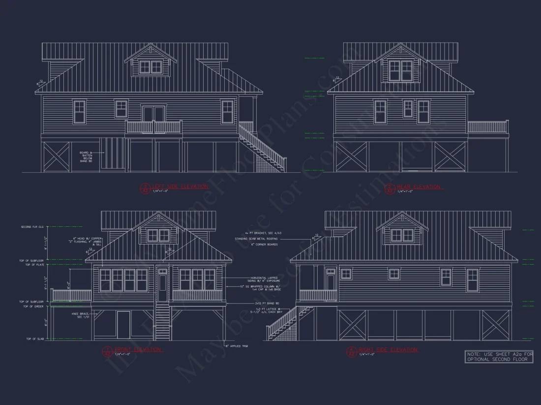 Coastal 2.5-Story house Plan: 4 Bed, 3 Bath, Open Floor