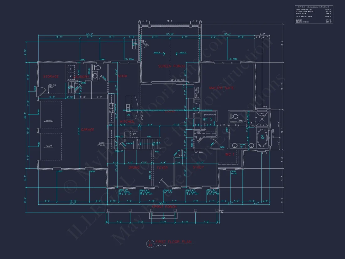 Traditional house Floor Plan: 4 Bed, 3 Bath, 2-Story Blueprint