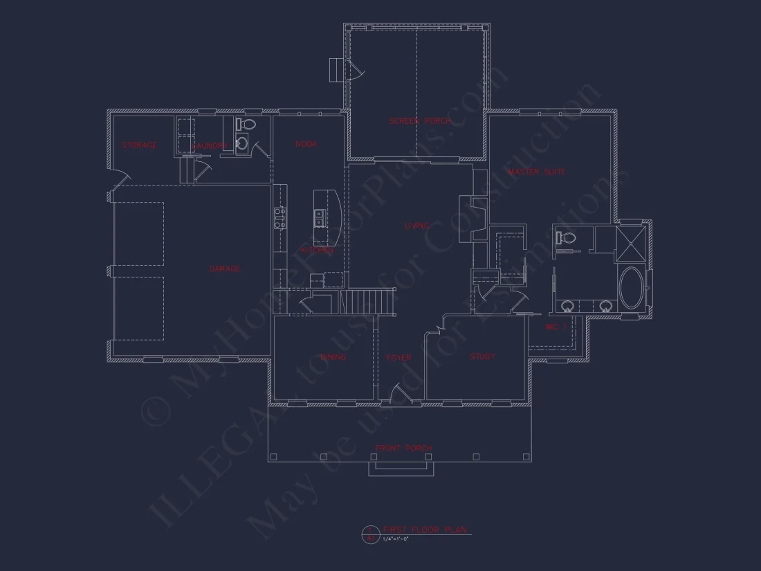Traditional house Floor Plan: 4 Bed, 3 Bath, 2-Story Blueprint