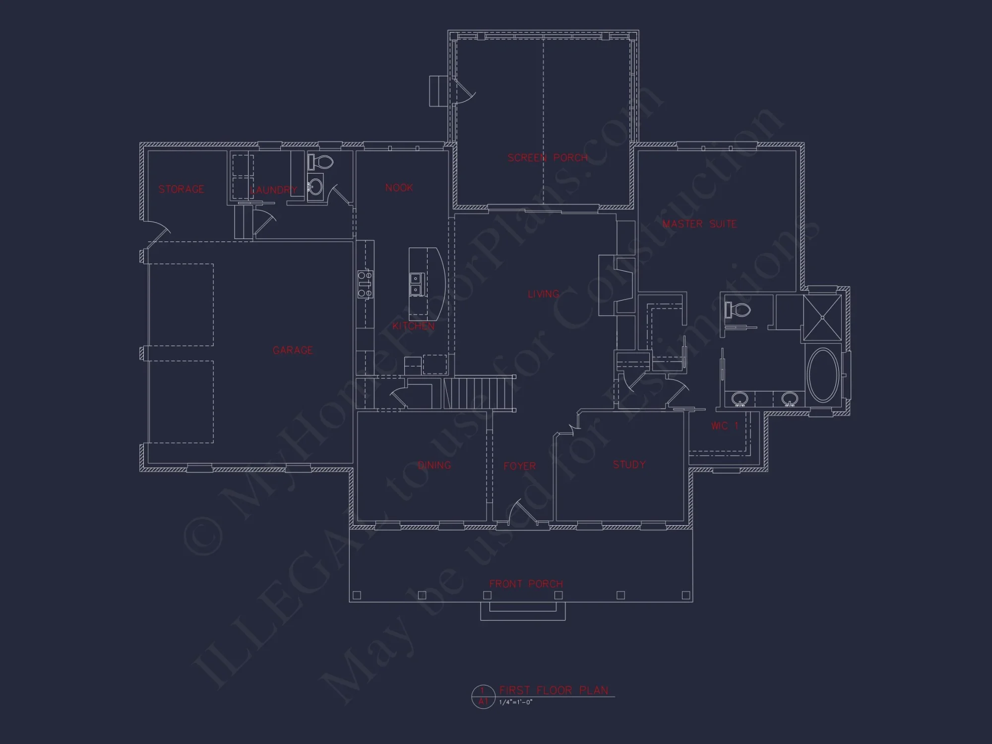 Traditional house Floor Plan: 4 Bed, 3 Bath, 2-Story Blueprint