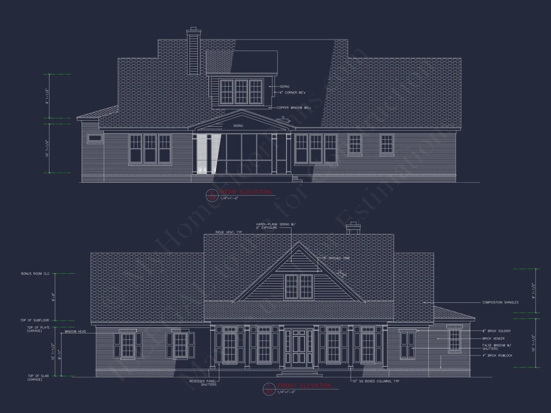 Traditional house Floor Plan: 4 Bed, 3 Bath, 2-Story Blueprint
