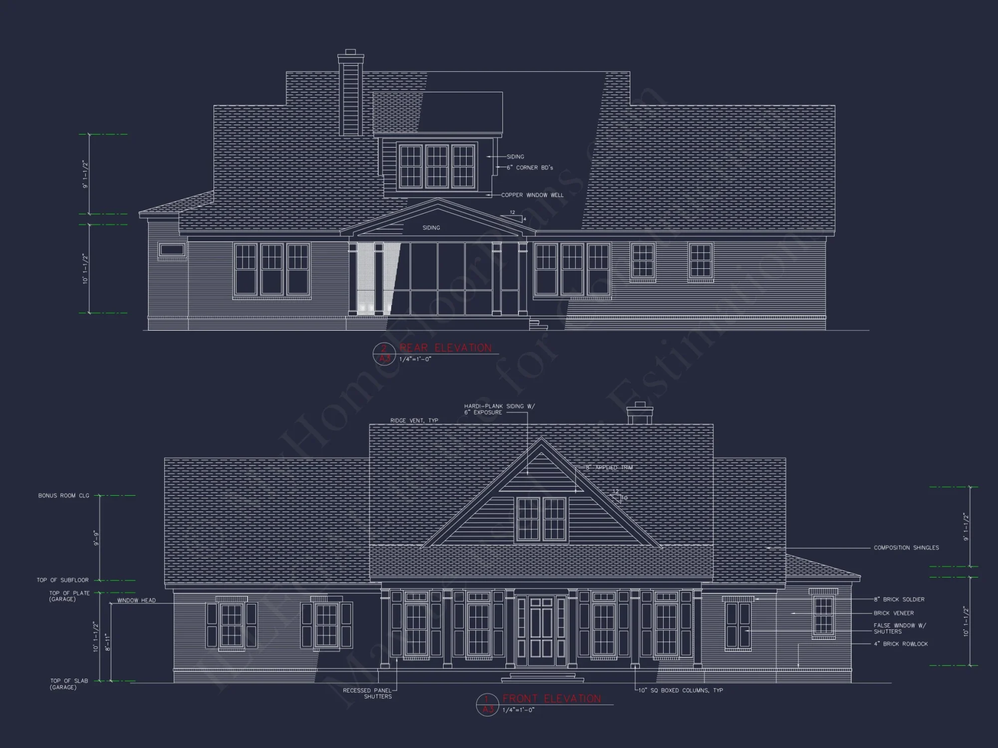 Traditional house Floor Plan: 4 Bed, 3 Bath, 2-Story Blueprint