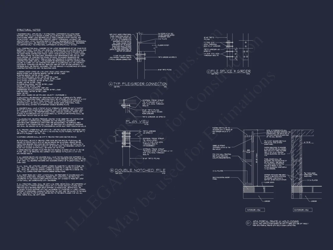 Coastal 2-Story house Plan: 4 BR, Island, CAD Blueprint