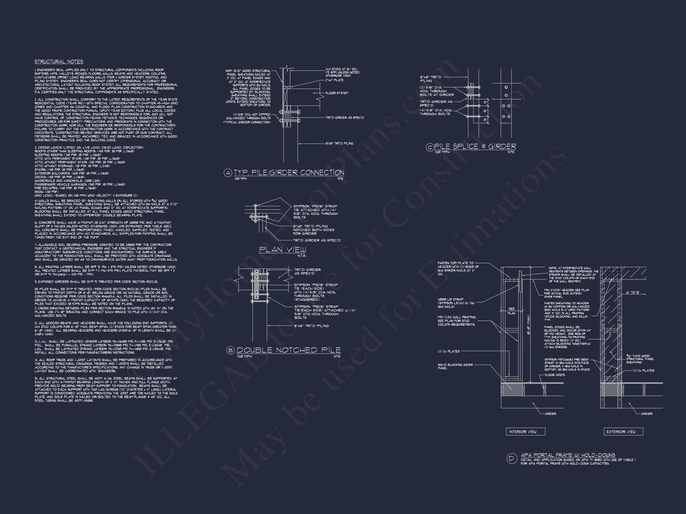 Coastal 2-Story house Plan: 4 BR, Island, CAD Blueprint