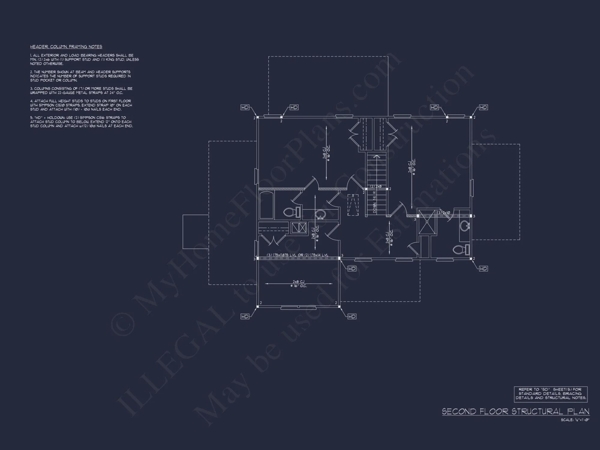 Coastal 2-Story house Plan: 4 BR, Island, CAD Blueprint