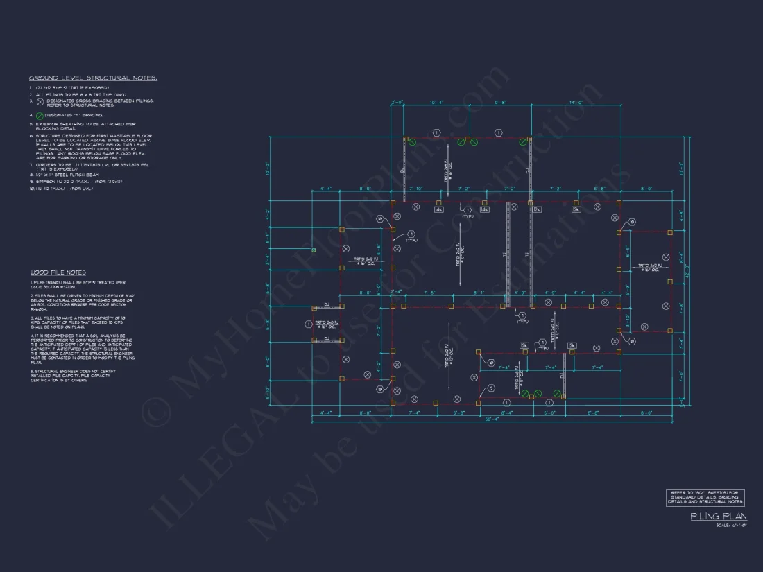 Coastal 2-Story house Plan: 4 BR, Island, CAD Blueprint