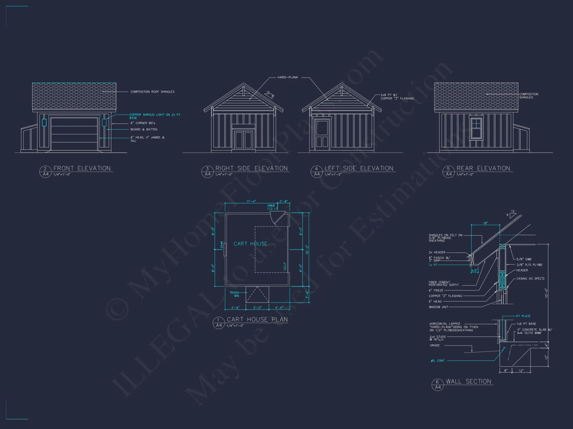Coastal 2-Story house Plan: 4 BR, Island, CAD Blueprint