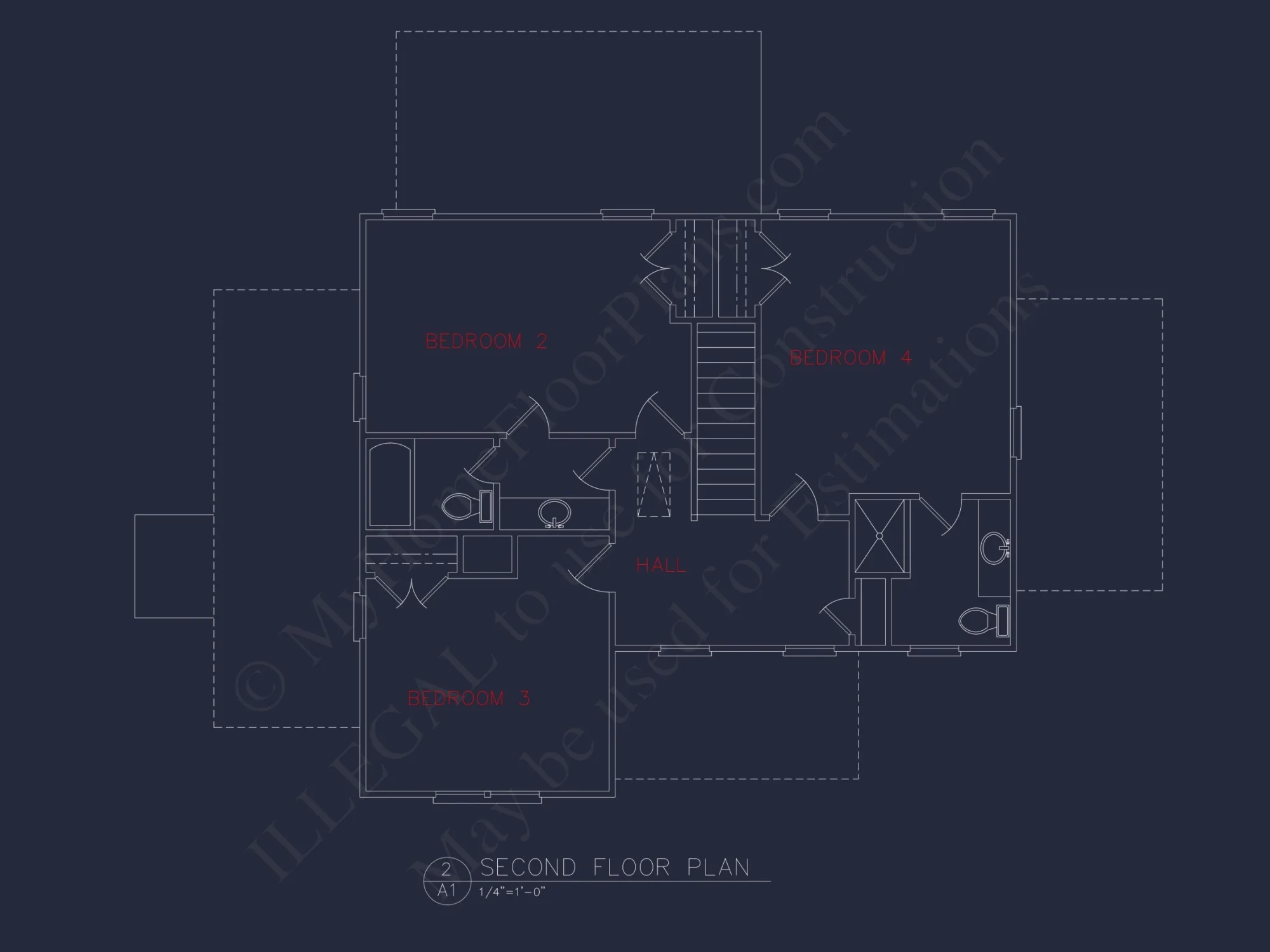 Coastal 2-Story house Plan: 4 BR, Island, CAD Blueprint