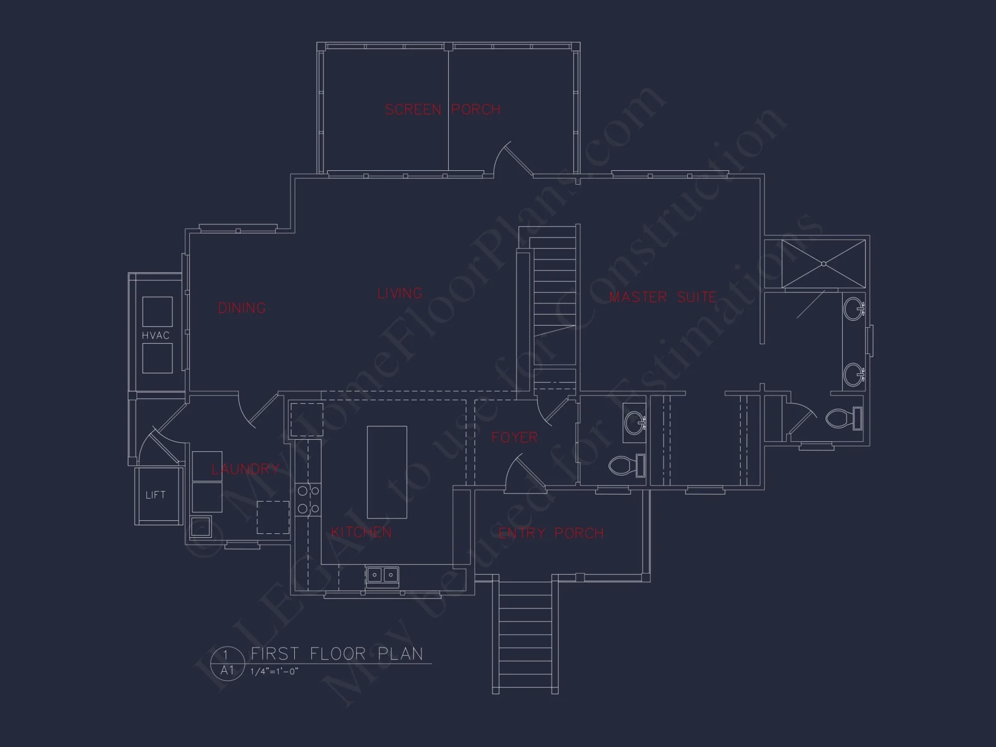 Coastal 2-Story house Plan: 4 BR, Island, CAD Blueprint