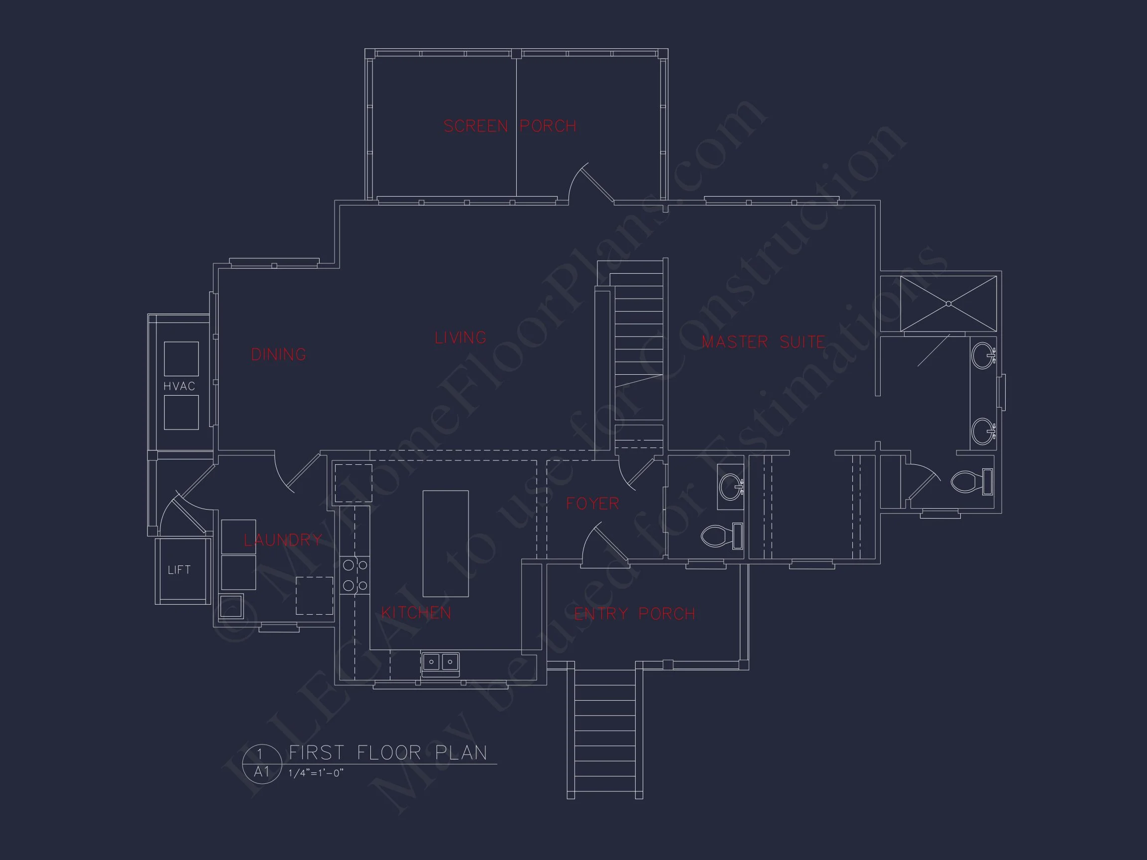 Coastal 2-Story house Plan: 4 BR, Island, CAD Blueprint