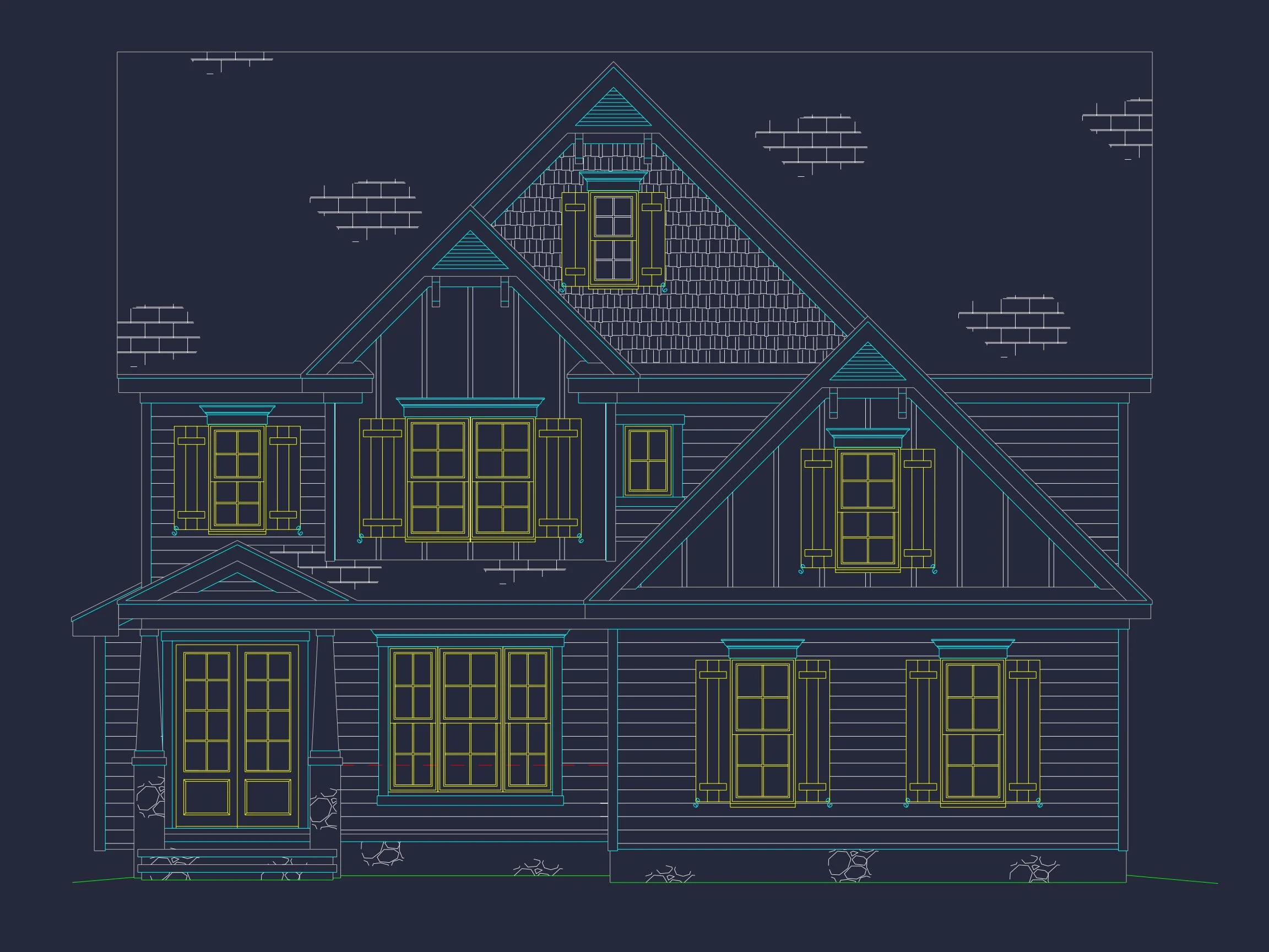 Explore a Traditional 2.5-Story house Plan with CAD Designs