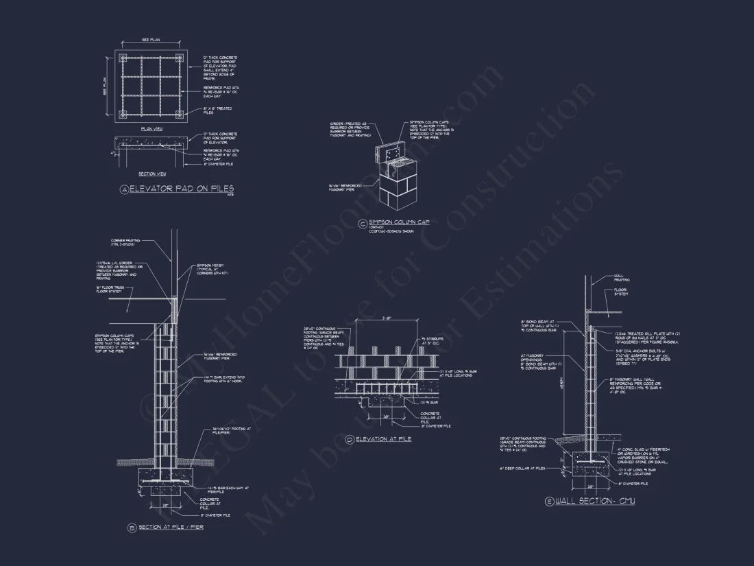 Coastal 3-Story house Plan: 3 Bed, 3 Bath, Elevator, CAD