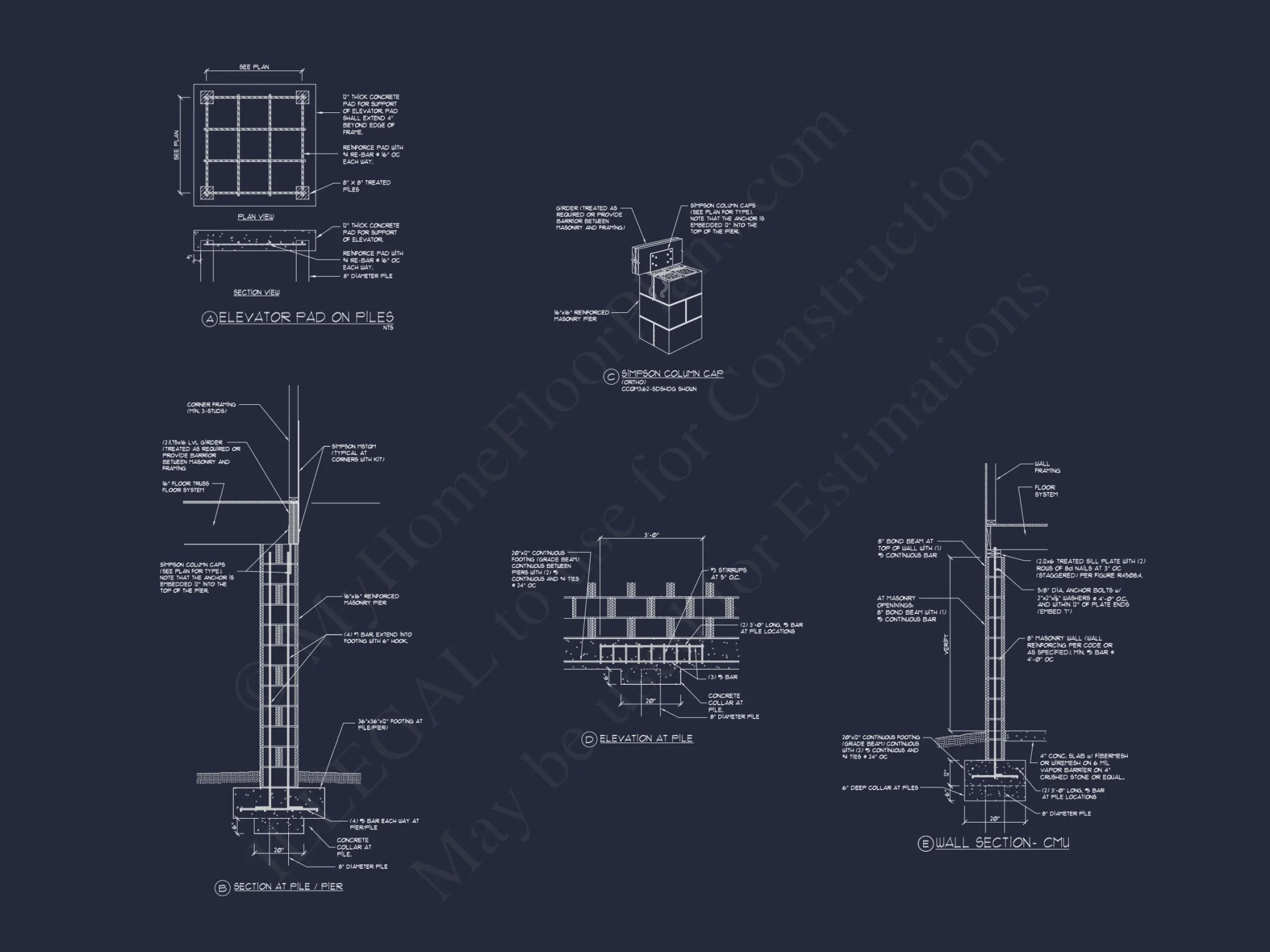 Coastal 3-Story house Plan: 3 Bed, 3 Bath, Elevator, CAD