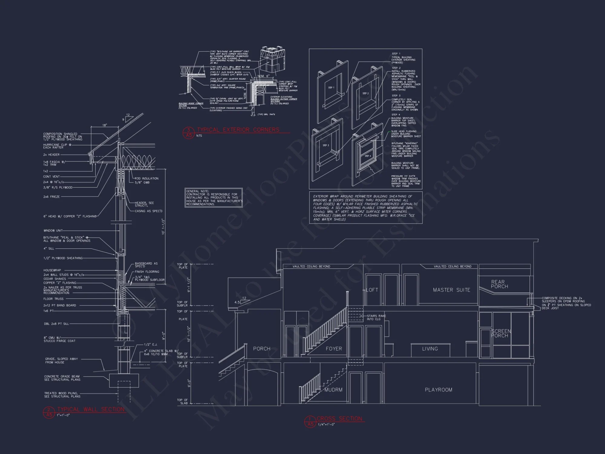 Coastal 3-Story house Plan: 3 Bed, 3 Bath, Elevator, CAD