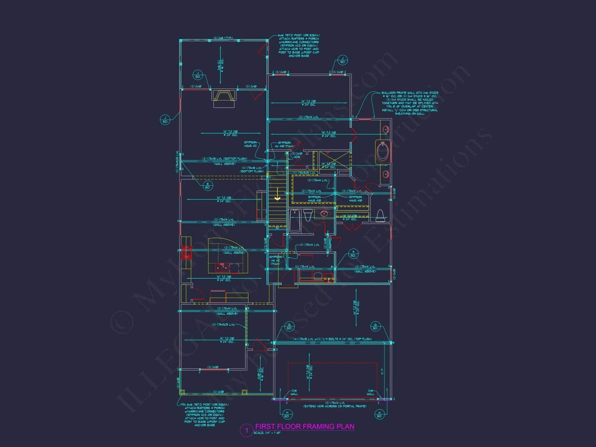house Plan Blueprint: 2-Story 4 Bedroom Craftsman Design
