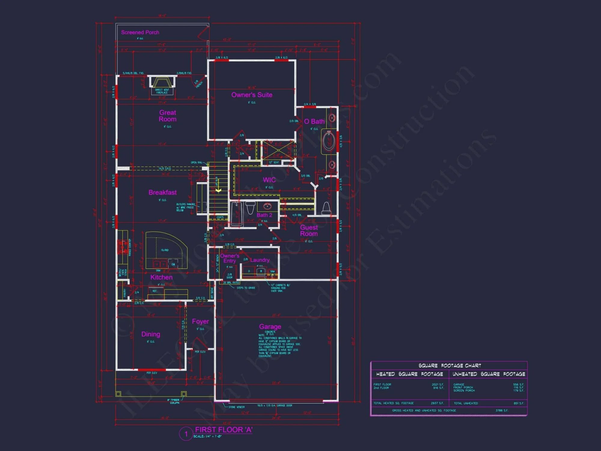 house Plan Blueprint: 2-Story 4 Bedroom Craftsman Design
