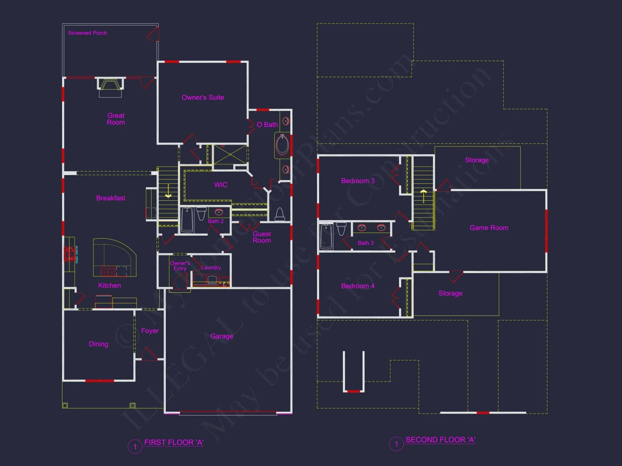 house Plan Blueprint: 2-Story 4 Bedroom Craftsman Design
