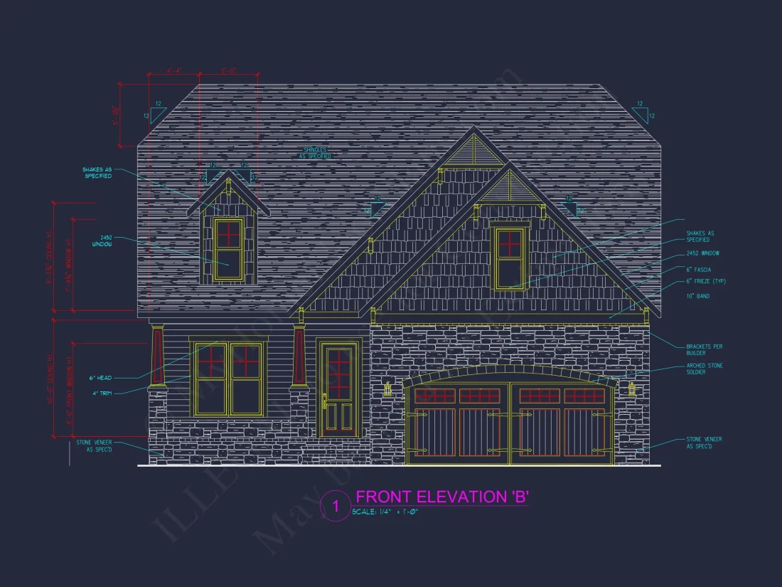 house Plan Blueprint: 2-Story 4 Bedroom Craftsman Design