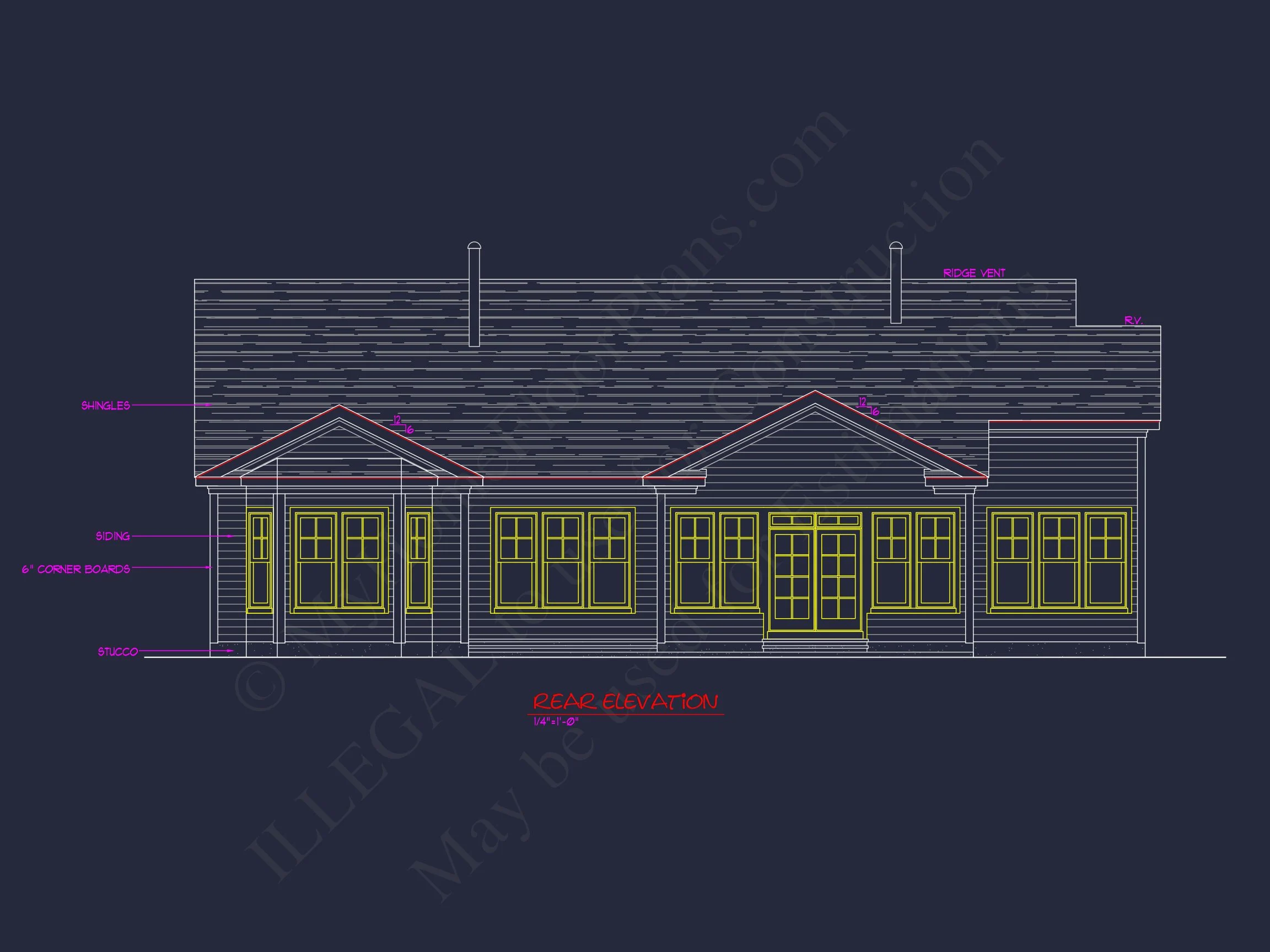 14-1048B HOUSE PLAN - Craftsman Home Plan - 3-Bed, 2-Bath, 2,150 SF 10 Craftsman house Plan: Detailed CAD Blueprint and Floor Design