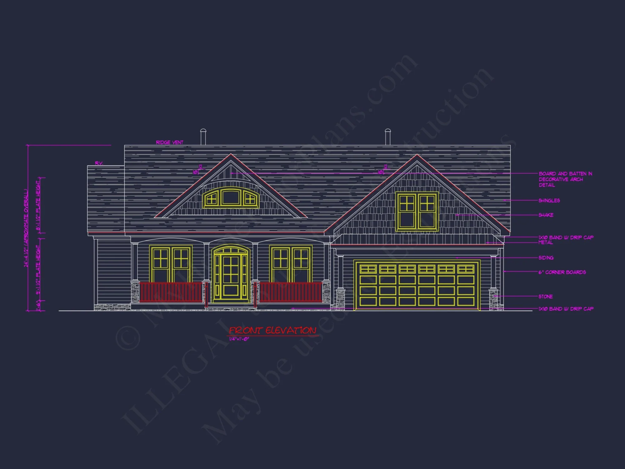 Craftsman house Plan: Detailed CAD Blueprint and Floor Design