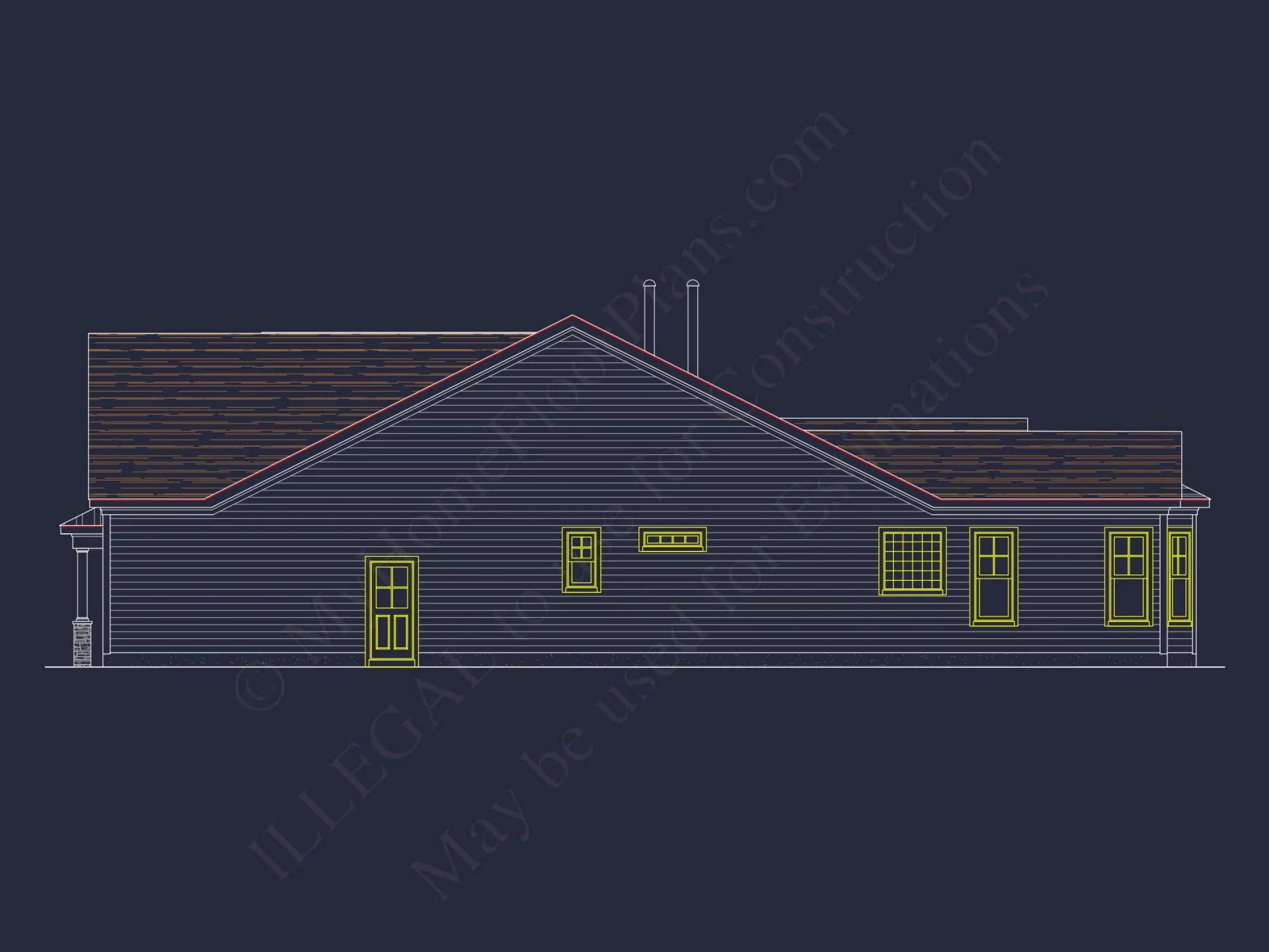 Craftsman house Plan: Detailed CAD Blueprint and Floor Design