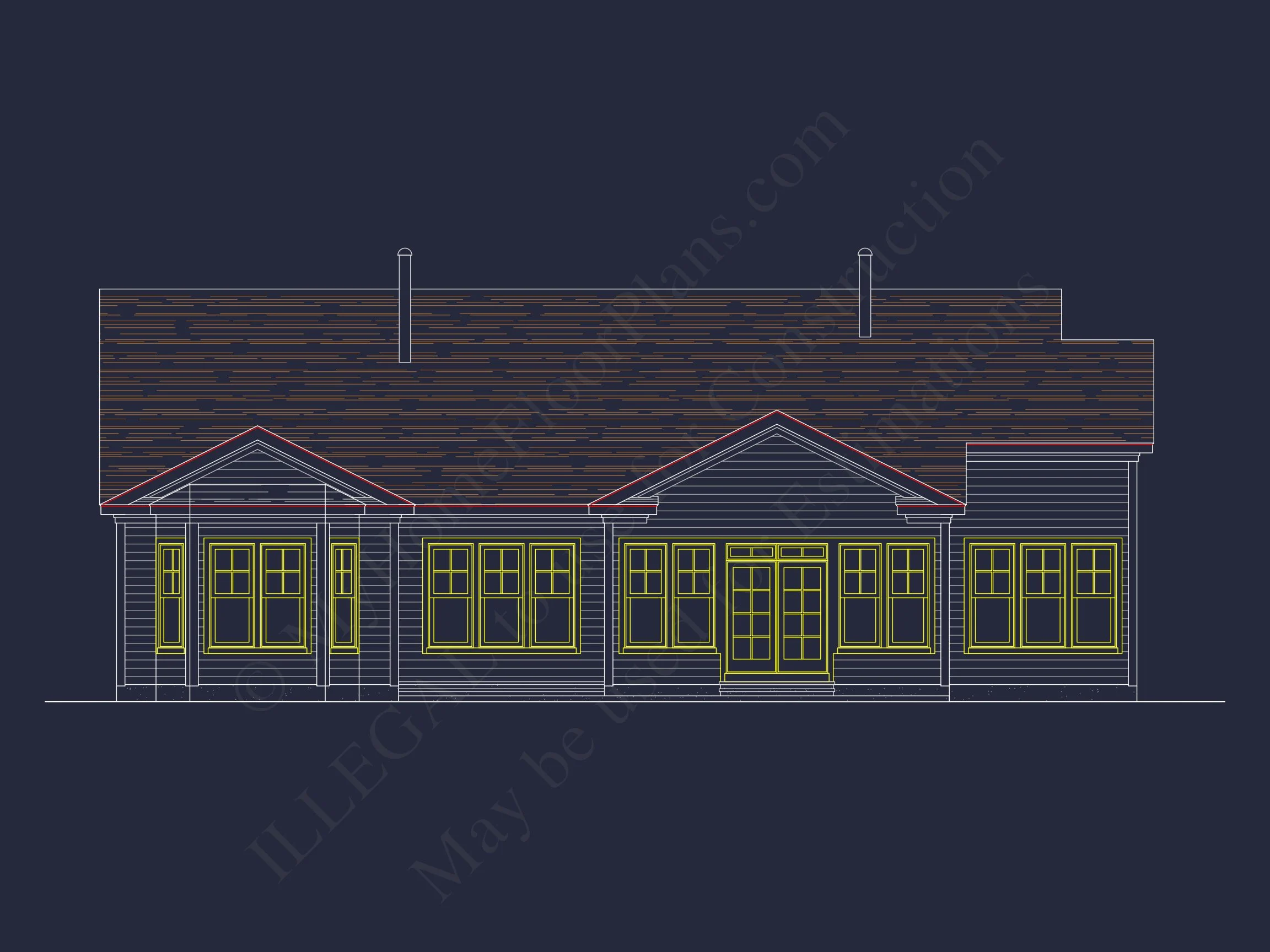 14-1048B HOUSE PLAN - Craftsman Home Plan - 3-Bed, 2-Bath, 2,150 SF 4 Craftsman house Plan: Detailed CAD Blueprint and Floor Design