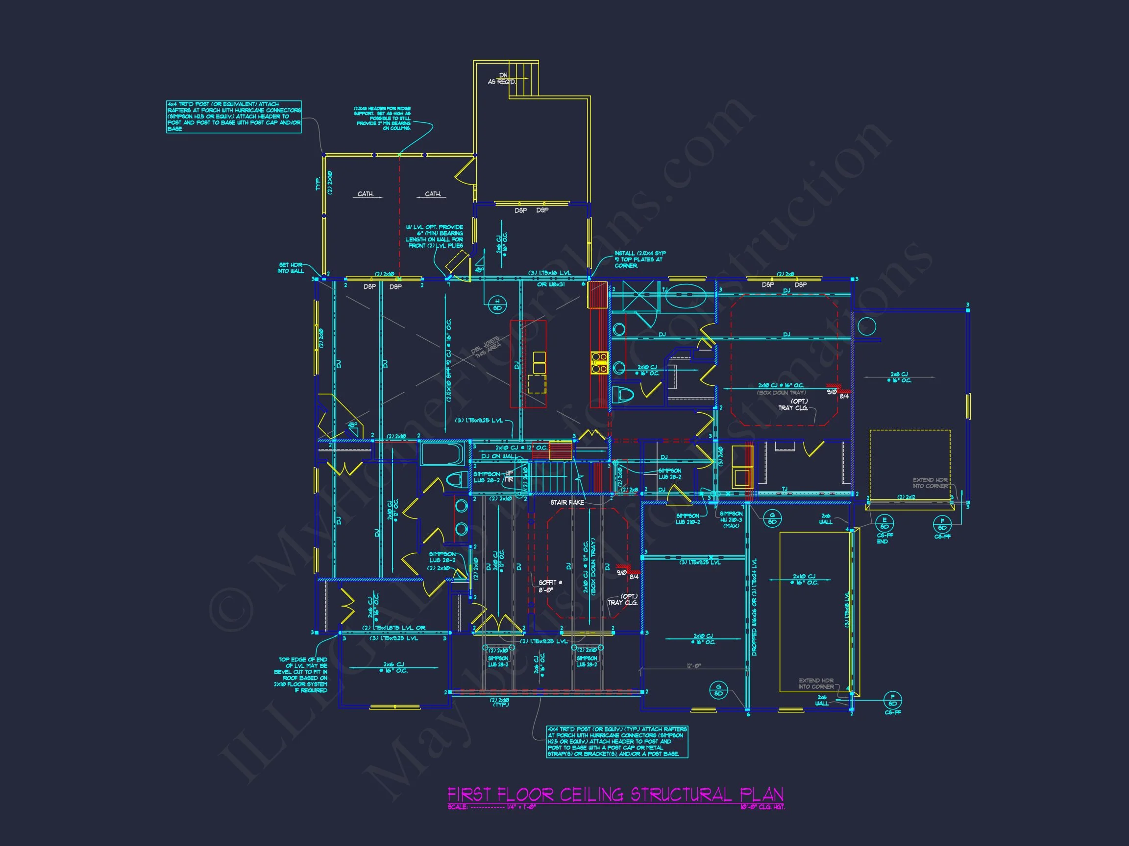 13-2038 HOUSE PLAN - Craftsman Home Plan - 4-Bed, 3-Bath, 2,416 SF 12 Stunning Architectural house Floor Plan with CAD Design