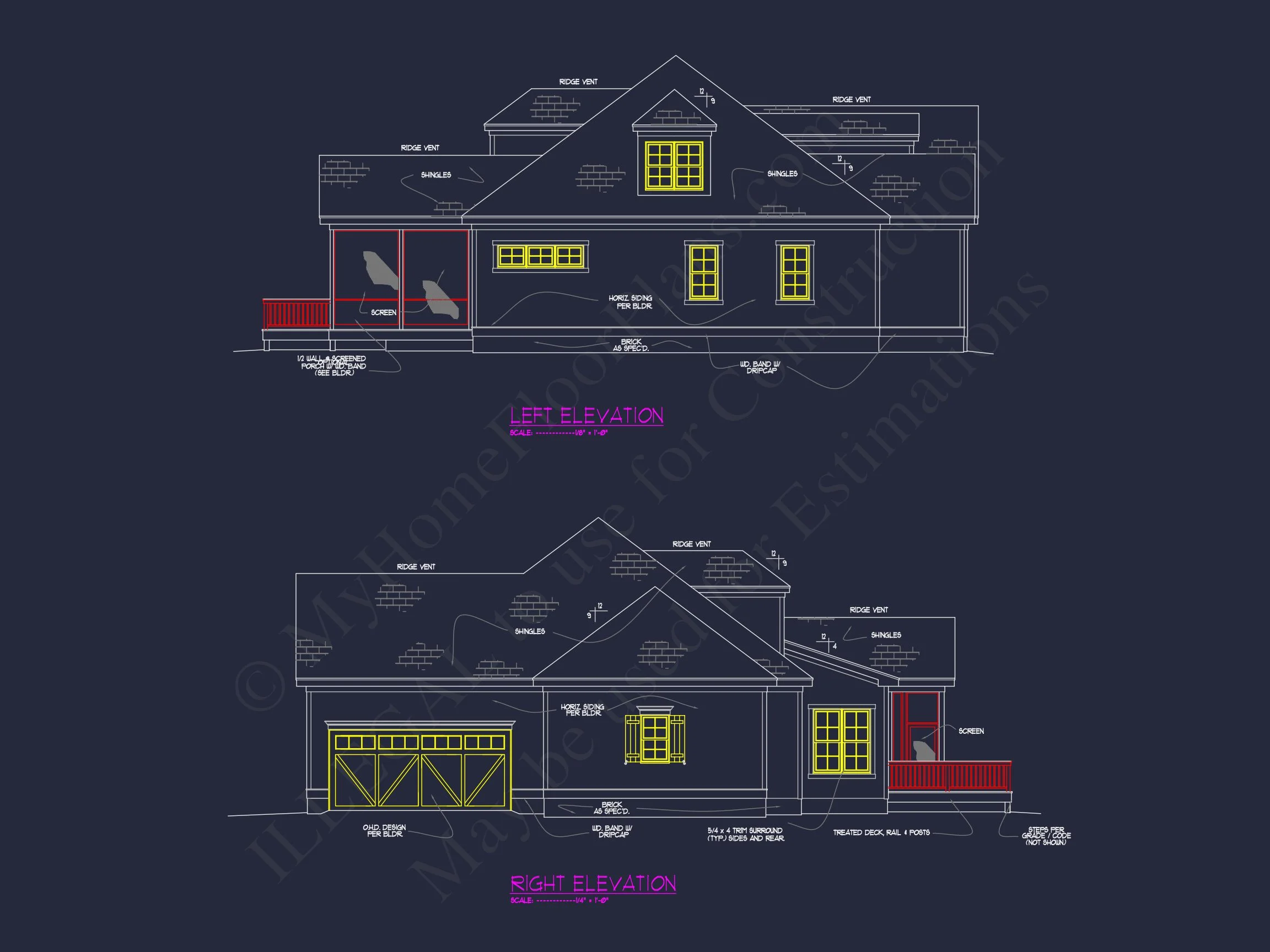 13-2038 HOUSE PLAN - Craftsman Home Plan - 4-Bed, 3-Bath, 2,416 SF 8 Stunning Architectural house Floor Plan with CAD Design