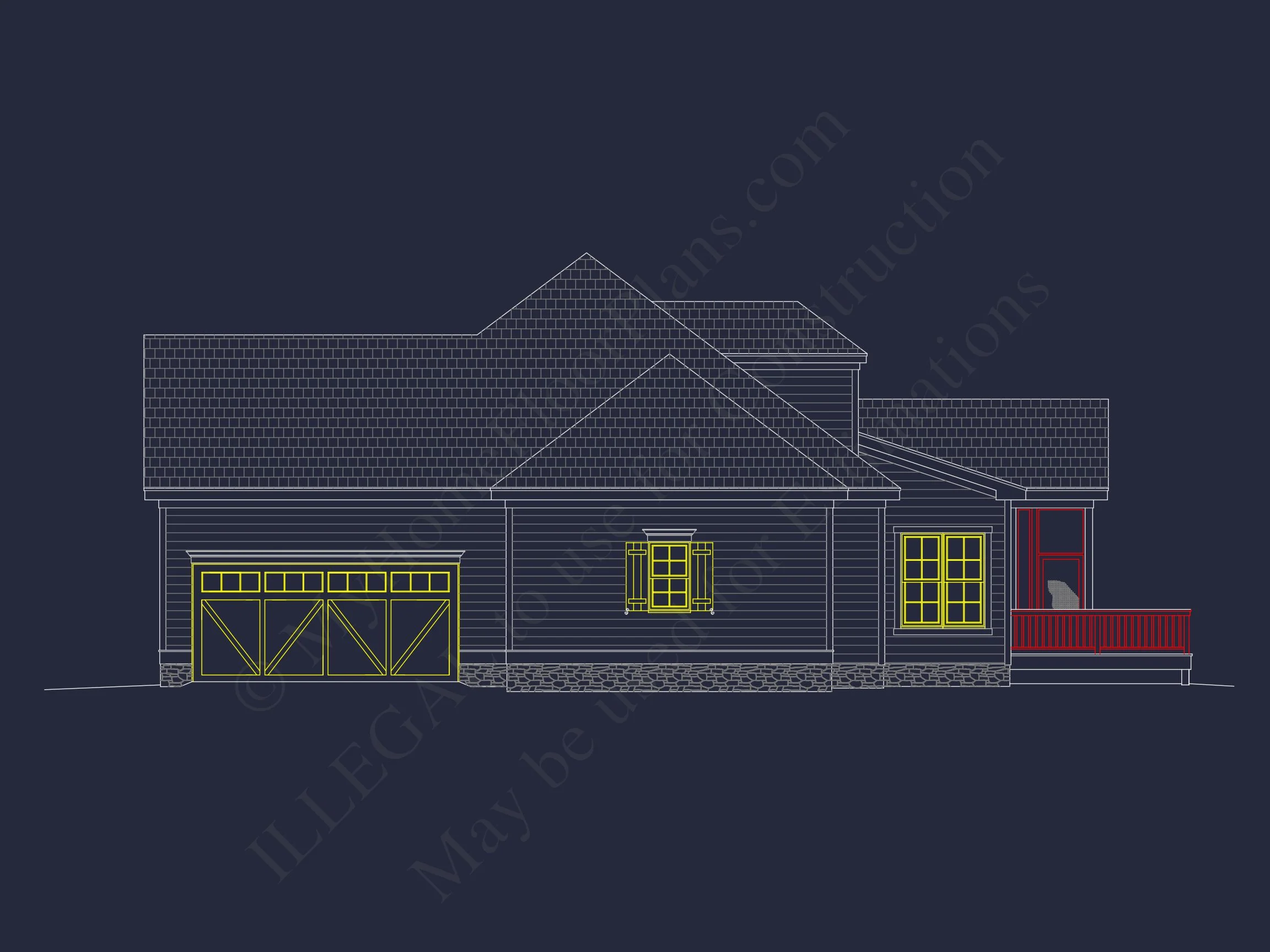 13-2038 HOUSE PLAN - Craftsman Home Plan - 4-Bed, 3-Bath, 2,416 SF 4 Stunning Architectural house Floor Plan with CAD Design