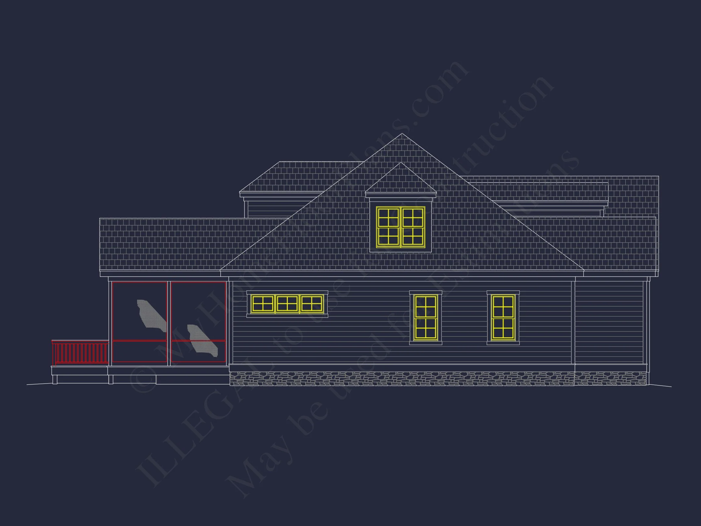 13-2038 HOUSE PLAN - Craftsman Home Plan - 4-Bed, 3-Bath, 2,416 SF 3 Stunning Architectural house Floor Plan with CAD Design