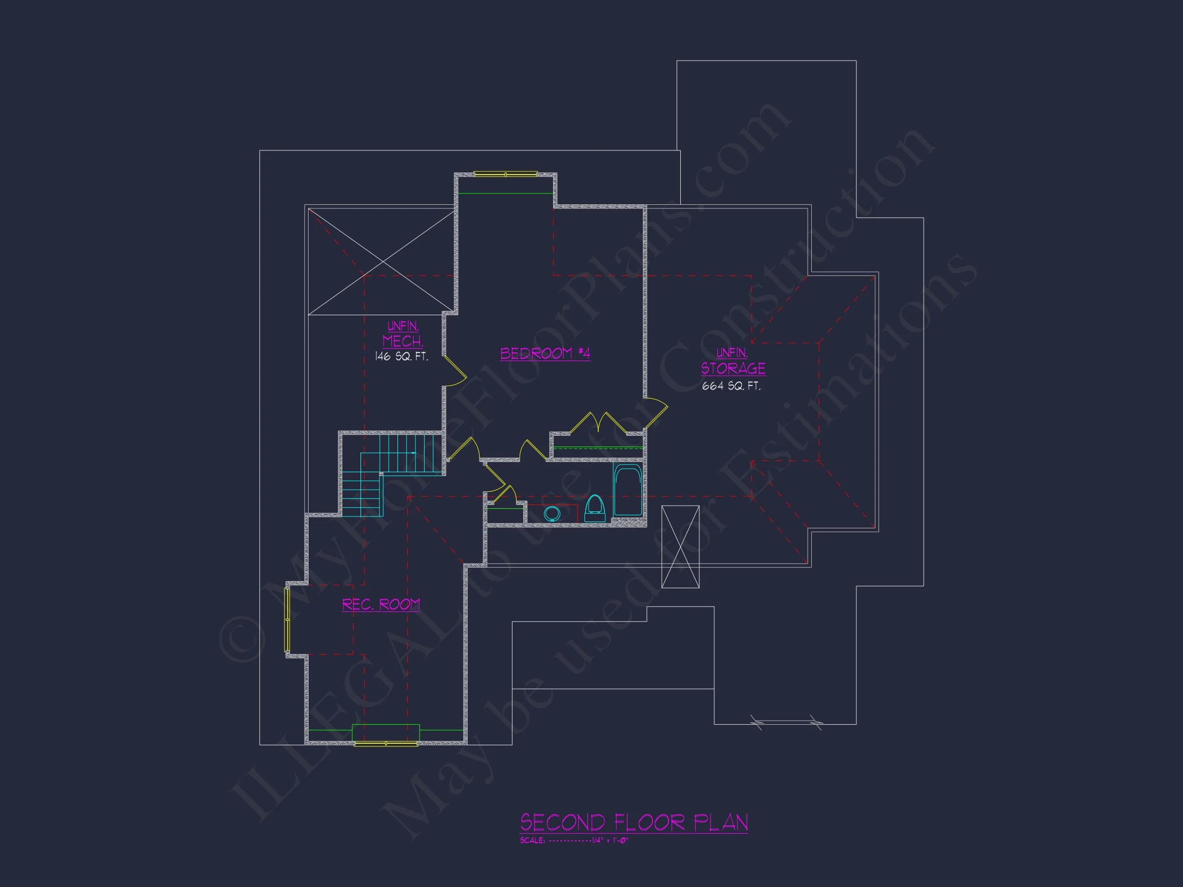 13-1721 HOUSE PLAN - Farmhouse House Plan - 4-Bed, 3-Bath, 3012 SF 5 Custom house Design: Floor Plan, Architecture, CAD Blueprint