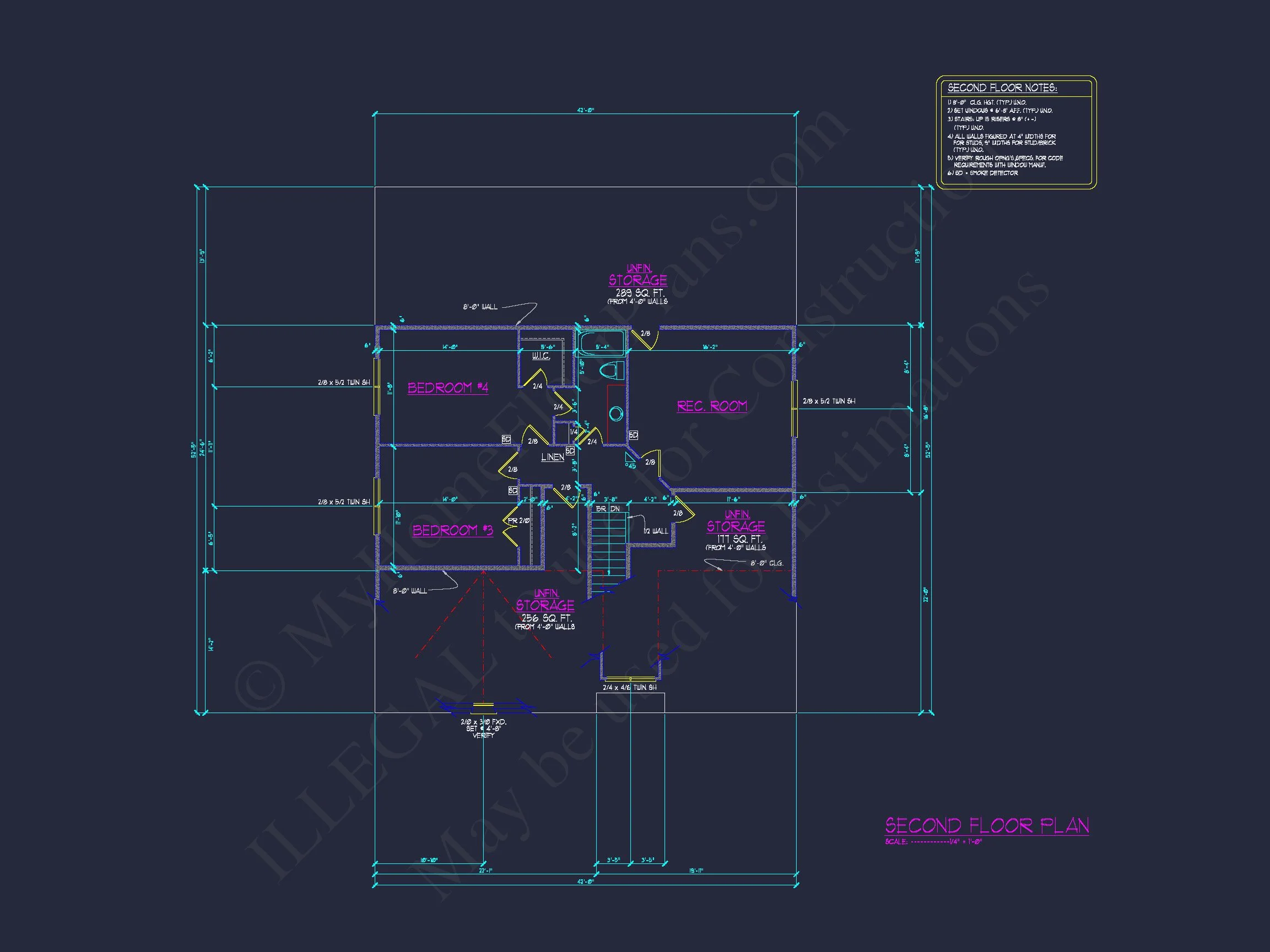 house Floor Plan with 4 Bedrooms, 2 Stories, and CAD Designs