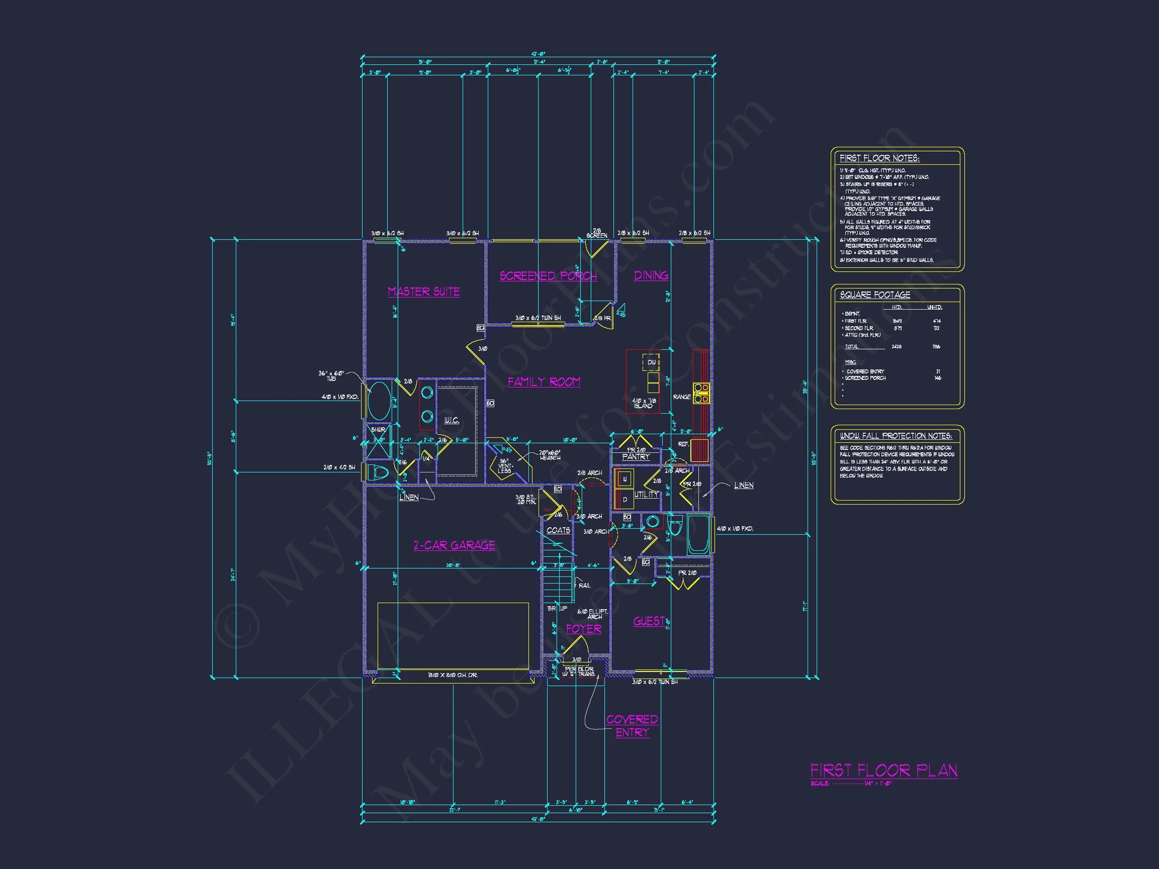 house Floor Plan with 4 Bedrooms, 2 Stories, and CAD Designs