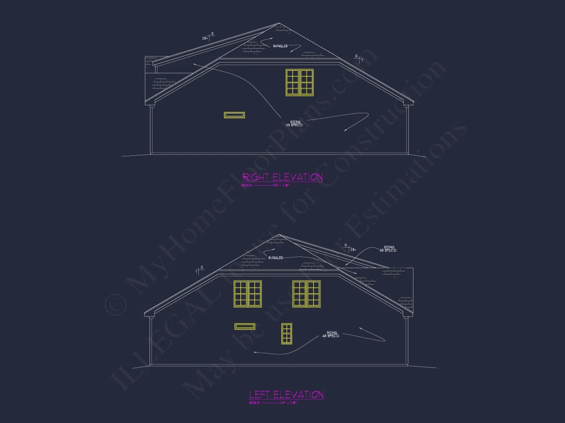 house Floor Plan with 4 Bedrooms, 2 Stories, and CAD Designs