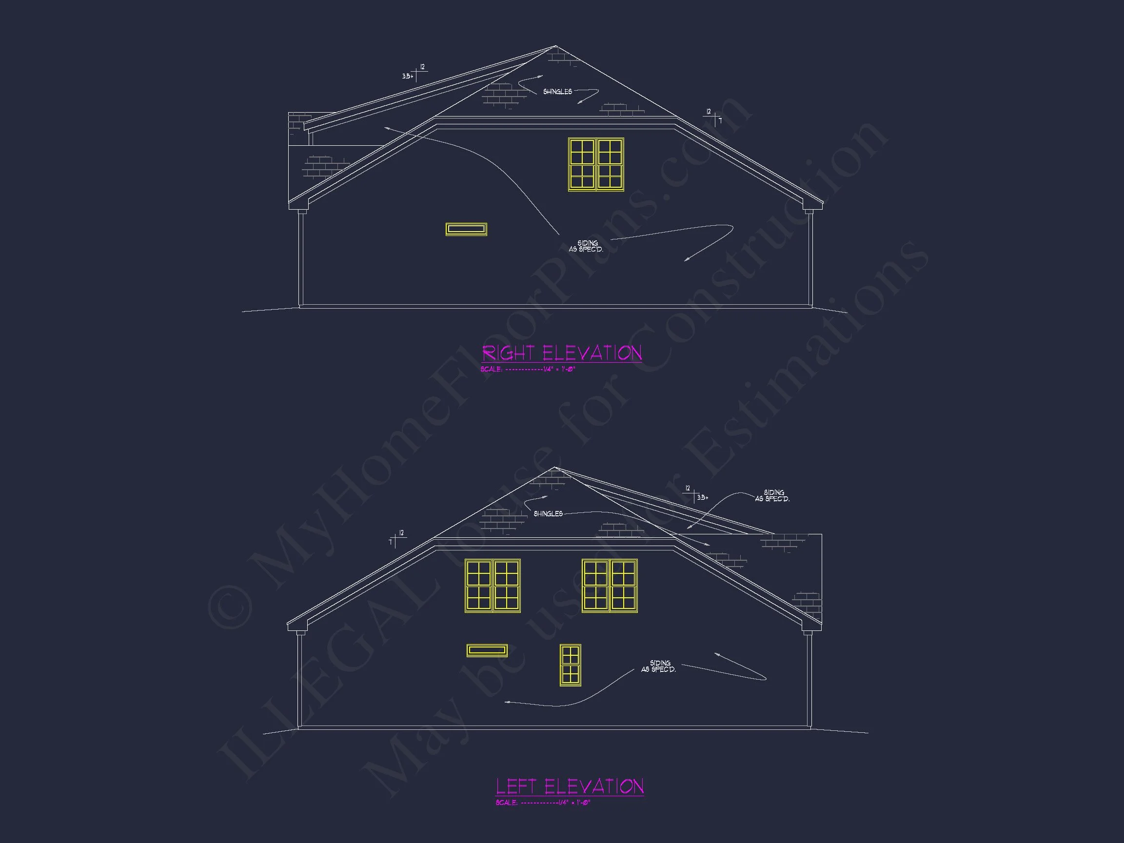 house Floor Plan with 4 Bedrooms, 2 Stories, and CAD Designs