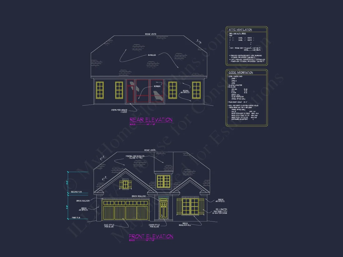 house Floor Plan with 4 Bedrooms, 2 Stories, and CAD Designs