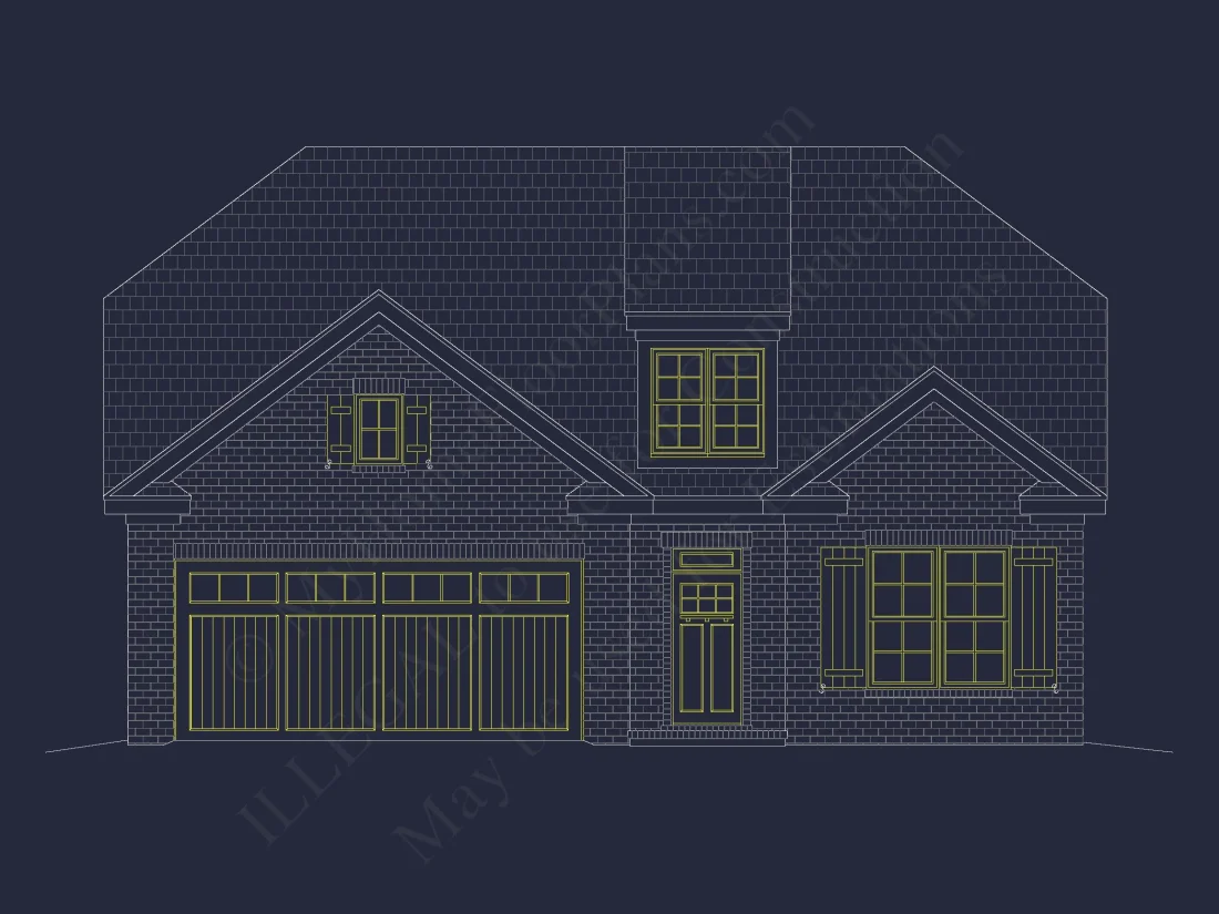 house Floor Plan with 4 Bedrooms, 2 Stories, and CAD Designs
