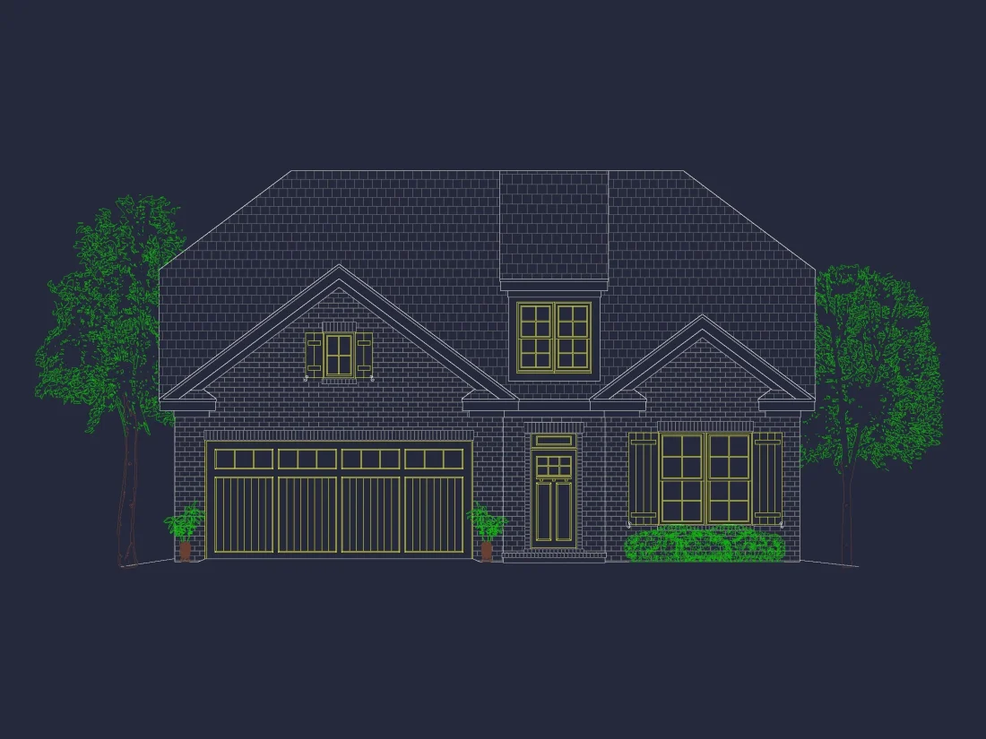house Floor Plan with 4 Bedrooms, 2 Stories, and CAD Designs