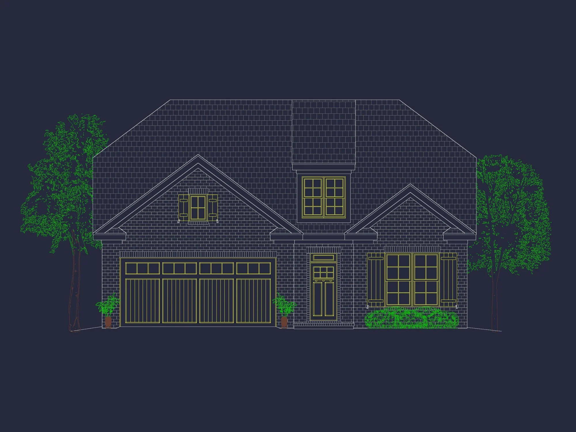 house Floor Plan with 4 Bedrooms, 2 Stories, and CAD Designs